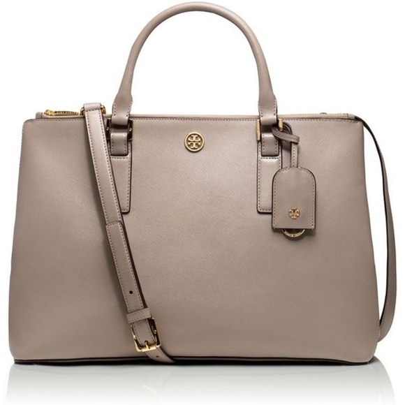 Tory Burch Robinson Double Zip Tote, Gray - Picture 7 of 8